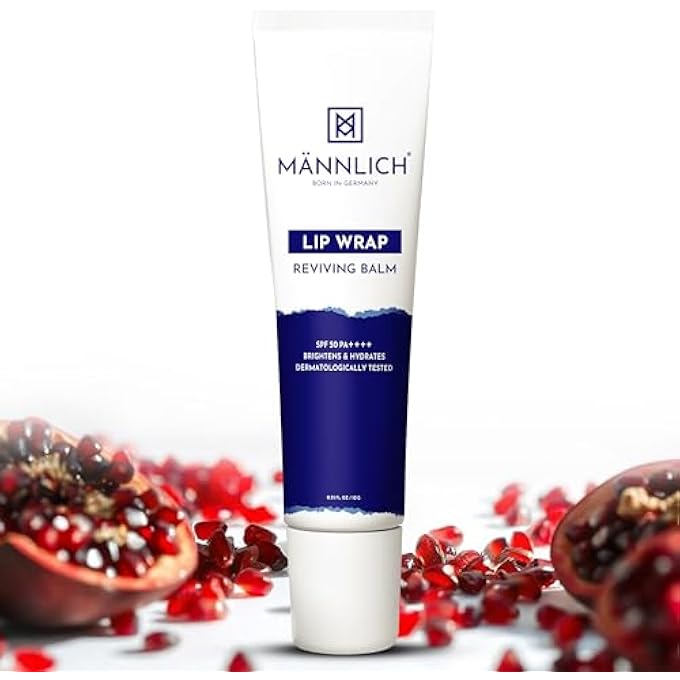 Mannlich LIP BALM FOR MEN (10G) LIP CARE WITH SPF 50 PA++++ PROTECTION - LIP LIGHTENING FOR DRY & CHAPPED LIPS - MOISTURIZES, LONG-LASTING HYDRATION WITH 2% KOJIC ACID & 1% HYALURONIC ACID, WHITE - Image 1